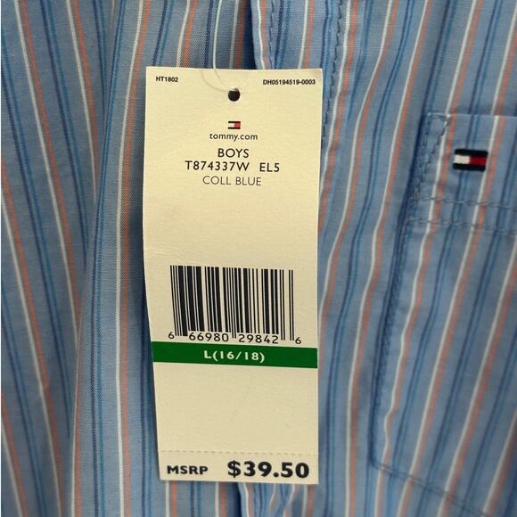 NWT Tommy Hilfiger Boys Stripe button down dress shirt size large 16/18 - Picture 4 of 9